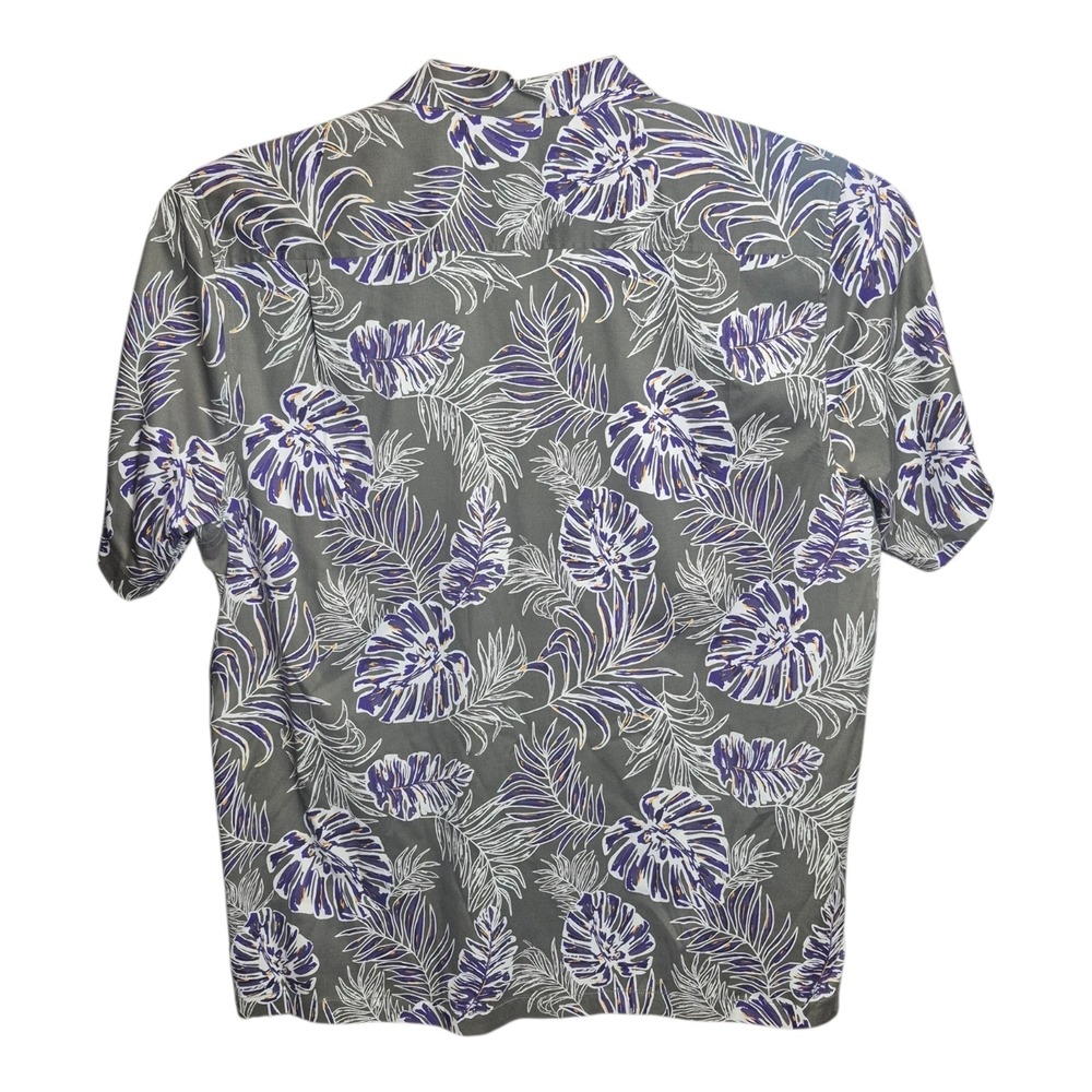 Tommy Bahama Men's XL Silk Hawaiian Camp Shirt Olive Green Purple Floral Tropic - Picture 3 of 7
